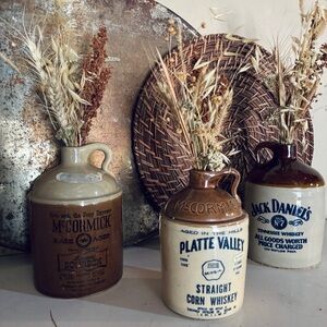 Vintage Whiskey Jug Set | Jack Daniels & McCormick Jugs | Farmhouse Decor